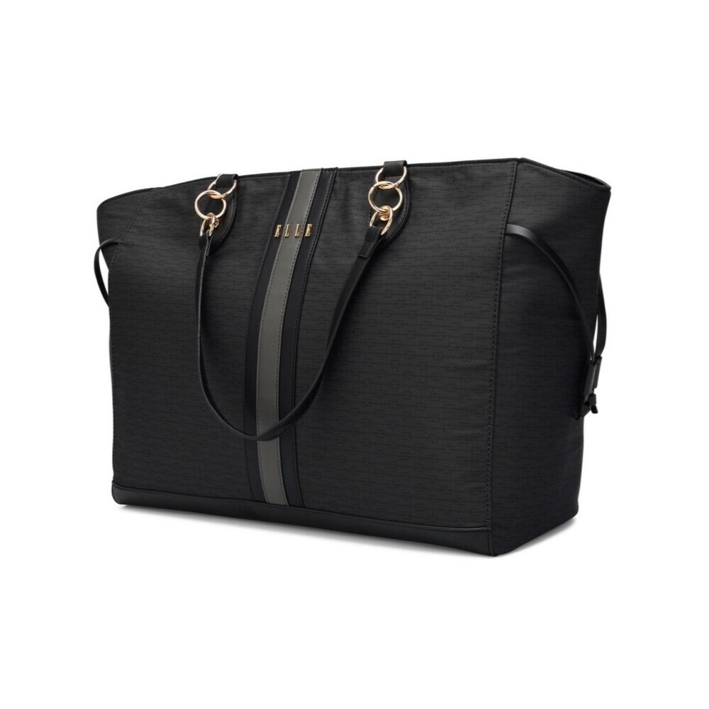 ELLE Luggage Eleganza 32L
Weekender Tote Bag Black
 Travel Gray Stripe travel 🏖